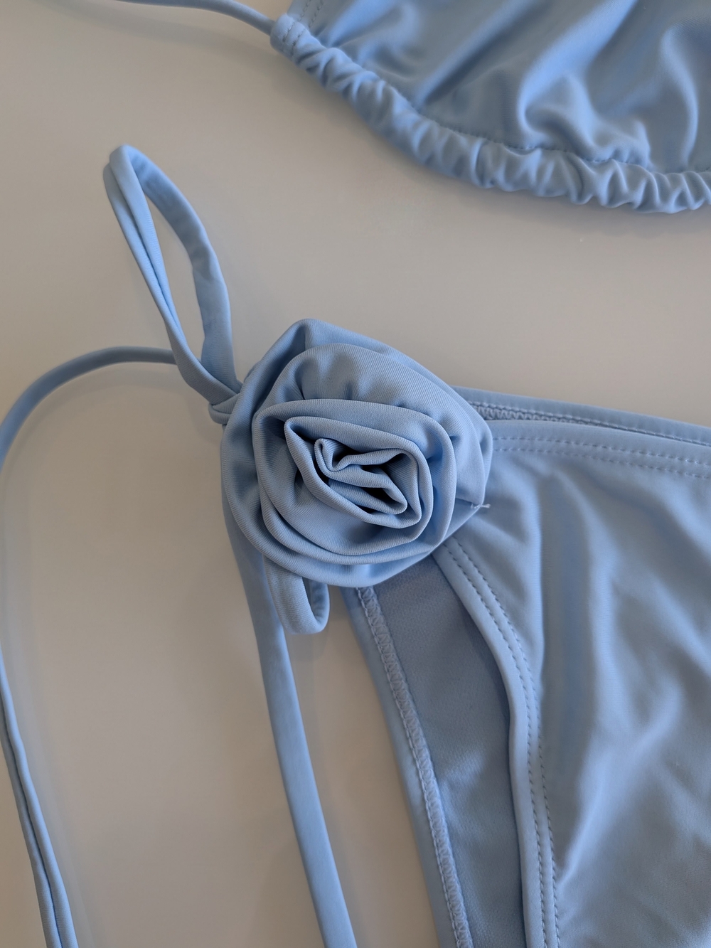 NWT Light Blue Rosette Halter Triangle 2 Piece Bikini Set XL Women's Swimwear - Picture 6 of 8